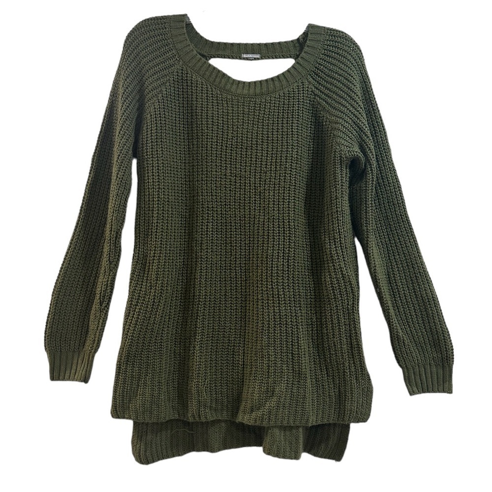 Women’s Olive Green Long Sleeve Tunic Knit Warm Sweater Medium